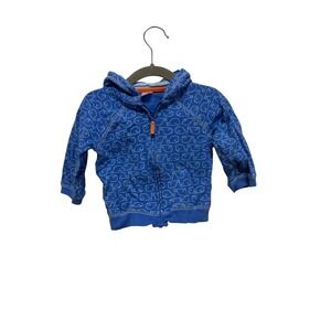 Carter's Boys 12M Blue Whale Print Zip Up Hoodie Jacket Coastal Nautical